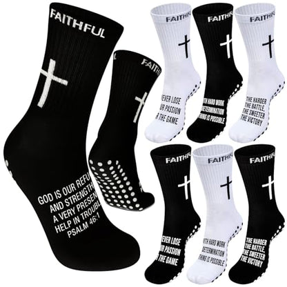 Glitopper 6 Pairs Cross Grip Soccer Socks US 6-13 christian - color: 2 Colors, style: Struggle