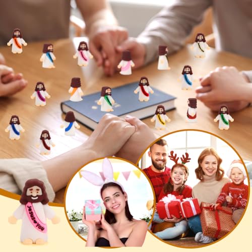 100 Pcs Little Jesus Figures, Jesus Loves You Figures, Mini Jesus in Bulk