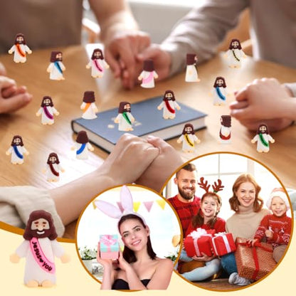 100 Pcs Little Jesus Figures, Jesus Loves You Figures, Mini Jesus in Bulk