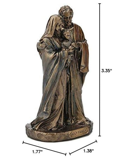 Veronese Design 3 3/8 Inch Holy Family Cast Resin Hand Painted Antique Bronze Finish Statue Home Decor