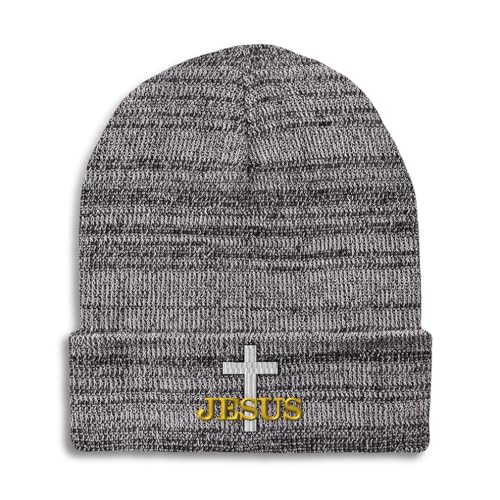Custom Beanies for Men Christian Cross Jesus Faith Jesus Christ Skull Cap Winter Hats for Women One Size - color: Heather Grey Design Only