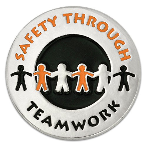 PinMart Teamwork Employee Recognition Award Enamel Lapel Pin - color: Safety Through Teamwork Nickel Plated, size: 1 Piece