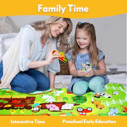 Felt Board for Toddlers 3-5, Farm Animals Story Set, Montessori Busy Board
