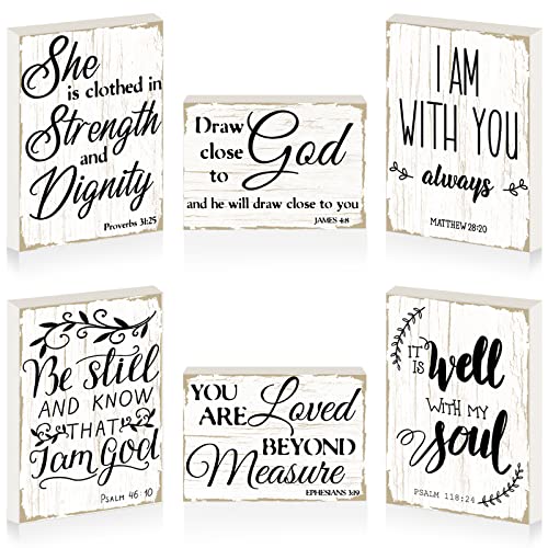 Maitys 6 Pcs Bible Verse Mini Wood Signs Religious Sign, Delicate Style - style: Delicate Style