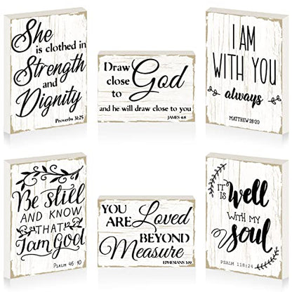 Maitys 6 Pcs Bible Verse Mini Wood Signs Religious Sign, Delicate Style - style: Delicate Style
