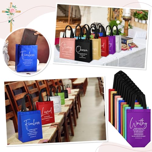 Aliceset 40 Pcs Christian Gift Bags with Bible Verse, Black, Mixcolor - color: Mixcolor