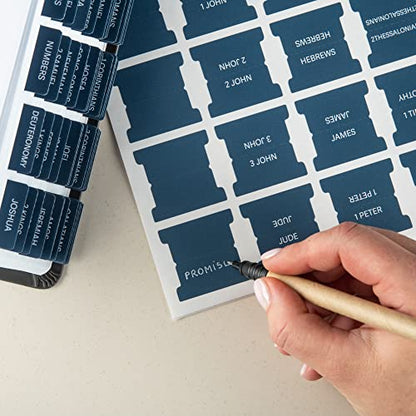 DIVERSEBEE Laminated Bible Tabs (Large Print, Easy to Apply), Bible Study Journaling Supplies, Index Book Tabs for Women and Men (Navy) - color: Navy