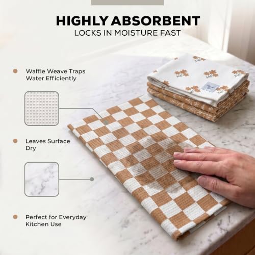 Kitchen Towels, Dish Towels for Kitchen, 3 Pc Kitchen Towel Set - color: Coffee