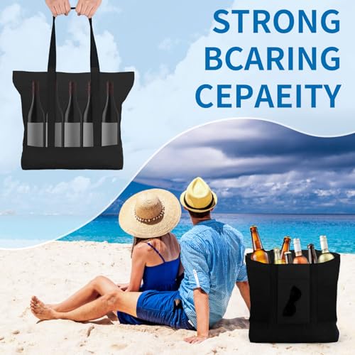 2-Pack Canvas Tote Bags and Makeup Bags, Cotton Zipper Bag, All Black - color: All Black