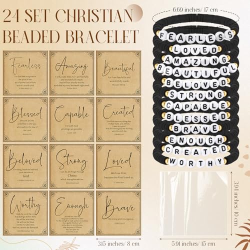 Kenning 24 Set Christian Bracelet for Men Women - color: Black