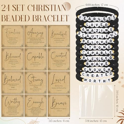 Kenning 24 Set Christian Bracelet for Men Women - color: Black