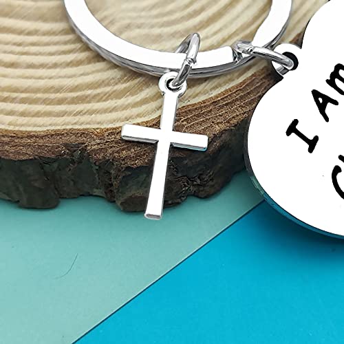Dabihu Christian Gift Keychain Religious Gift Bible Verse Keyring Baptism Christmas Easter Birthday First Communion Gift - color: I Am a Child of God Silver Heart Keychain