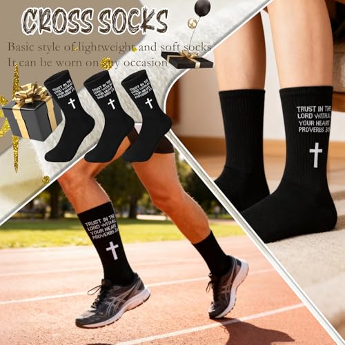 3 Pairs Christian Socks,Gifts for Christian: Easter Christmas - color: Proverbs 3:5 - Black