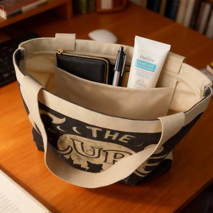 Large Tote Shopping Bag Cotton Canvas-Reusable grocery Bag with Zipper Aesthetic Reusable Shoulder Bag - style: Style-a