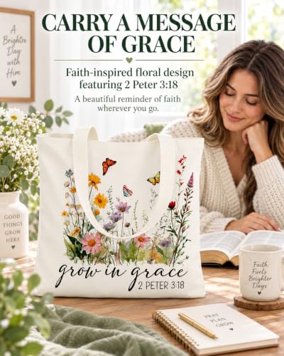 Christian Gifts Canvas Tote Bag Aesthetic for Women - style: Grow in Grace