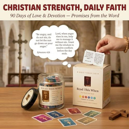 Bible Verse Jar with 90 Bible Verse Cards, Read This When Bible Verses Jar, Prayer Religious Catholic Christmas Christian Gifts For Women, Men - color: Bible Verses Jar
