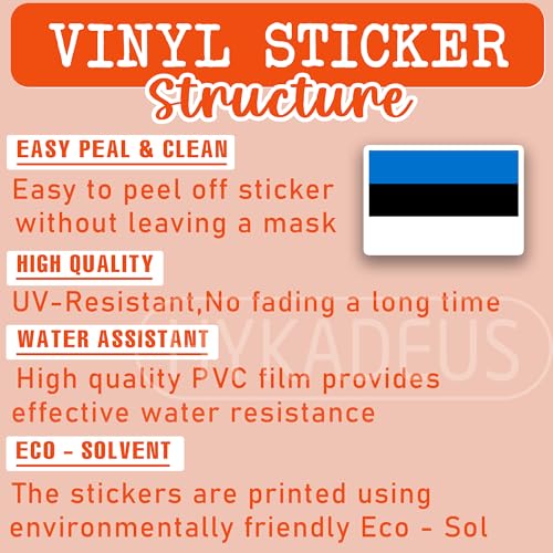(3Pcs) Estonia Flag Stickers – Estonian Sticker Country Flags Waterproof Vinyl Decals for Laptop, Water Bottle, Scrapbook, Phone Case, Helmet, Hard Hat, 3" x 2" - color: Estonia