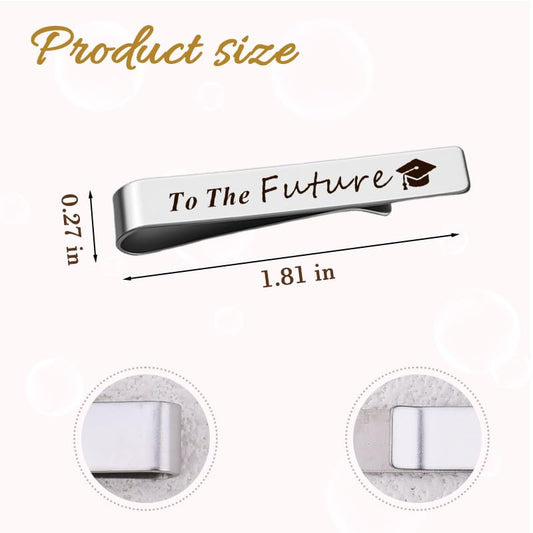 Novelty Mens Tie Clip for Wedding Graduation Gift for Him Son Grandson Birthday Christmas Gift Tie Clips for Dentist Pilot - style: to the future