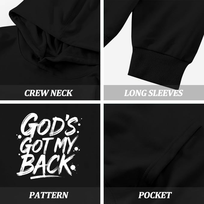 Boys Christian Inspirational Faith Graphic Pullover Hoodie - color: Black, size: 13-14 Years