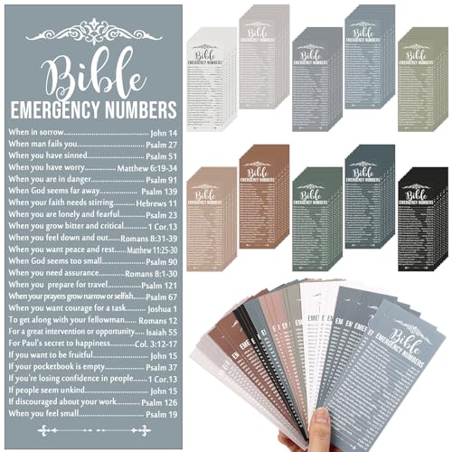 Motiskyy 100 Pcs Bible Emergency Numbers Bookmark Gift, Morandi - color: Morandi