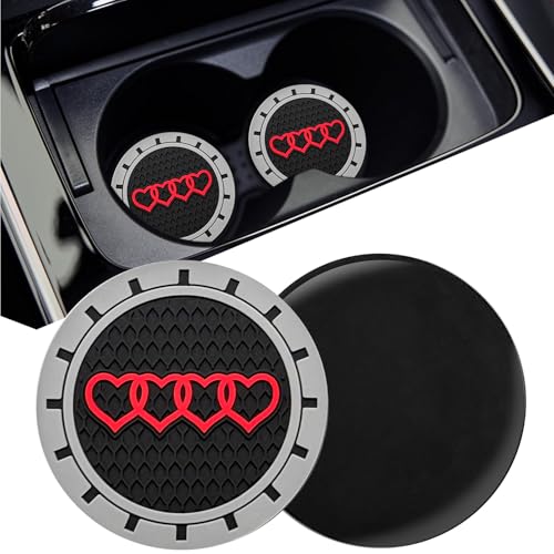 2Pack - 2.75inch Car Cup Holder Silicone Coaster fit for Audi Jeep Toyota Honda Ford Chevy GMC Dodge Subaru Cadillace Kia Hyundai Volkswagen BMW Mercedes Benz & More Interior Decorative Accessories - color: S/R
