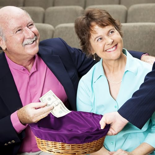 FillTouch 2 Pcs 12 Inches Round Offering Baskets for Church, Purple,Blue - color: Purple,Blue