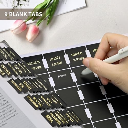 Taja Bible Tabs, 75 Large Print Index Tabs for Women & Men - color: B-black