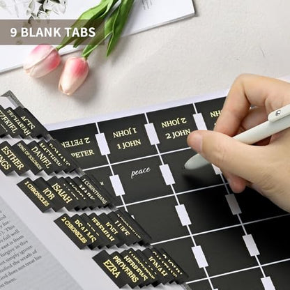 Taja Bible Tabs, 75 Large Print Index Tabs for Women & Men - color: B-black