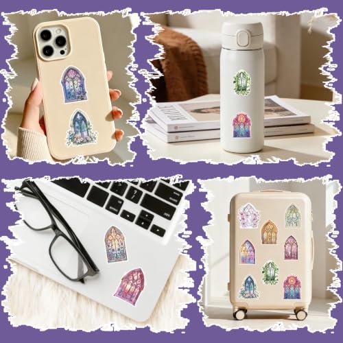 Stained Glass Window Stickers - 50 Pcs Christian Church Decals Bulk - color: Stained Glass