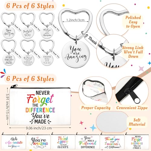 Funnymoom 24 Pcs Employee Appreciation Gifts Bulk for Women 24 oz Plastic Tumbler Cup Inspirational Makeup Cosmetic Bag Crew Sock Keychain Thank You Gift for Teachers School Staff Team Coworker - style: Employee