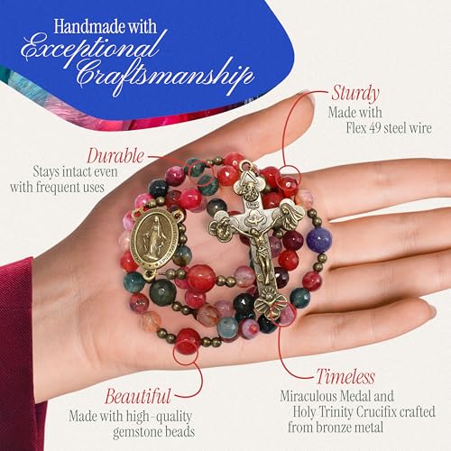 Handmade Catholic Rosary Beads - color: Agates - Multicolor