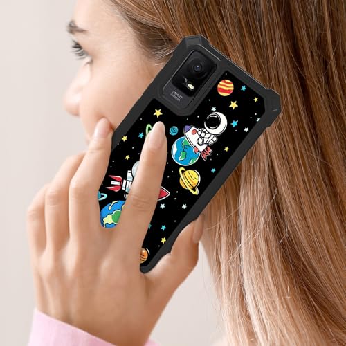 RYUITHDJP for TCL ION X/TCL 40Z/TCL ION V Phone Case with Tempered Glass Screen Protector,Dual Layer Shockproof Corners Protection Case for TCL ION X/TCL 40Z/TCL ION V,Astronaut Planet Design - color: Astronaut Planet Design, size: TCL ION X/TCL 40Z/TCL I