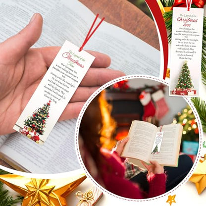 Dispowreath 60 Pcs The Legend of The Christmas Tree Bookmarks Religious Xmas Tree Bookmarks Church Exchange Gifts for Christmas Men & Women Sunday School Church Prizes Party Favors - style: Christmas Tree