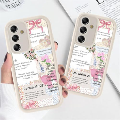 Christian Case for Samsung Galaxy S25, Aesthetic Bible Verse Bow Flower Pattern Design Collage Phone Cover, TPU Shockproof Protective Shell for Samsung S25 6,2" - color: Bow