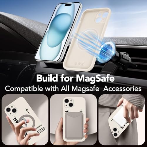 Magnetic Phone Case for iPhone 15, Aesthetic Jesus Bible Verse Cross Pattern Print for Women Men, Compatible with Magsafe, Shockproof Soft Silicone Cover for iPhone 15 6.1", White