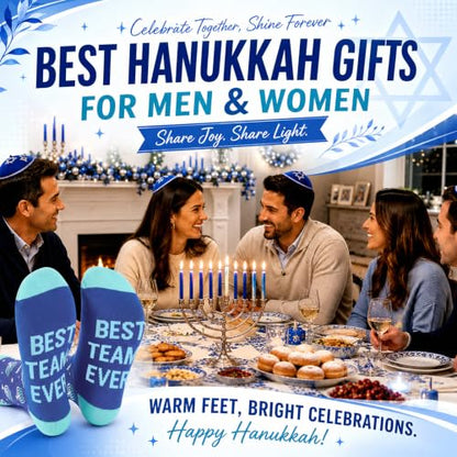 Glitopper 12 Pairs Best Team Ever Gift Socks Bulk - color: Hanukkah, style: Team