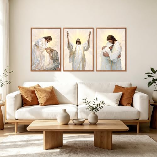 CHDITB 3D Textured Framed Jesus Embrace Woman Christian Healing Wall Art - color: 3D jesus religious wall art (large), size: 24"L x 36"W