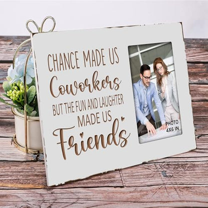 Wooden Engraved Picture Frame 4x6 Inches for Coworkers Colleague Friends - color: white coworkers