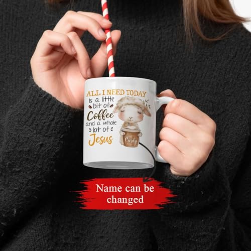 Customized Christian Holiday Ceramic Cup 11oz 15oz, Personalized Unique Name White Tea Cup, Awesome Jesus Lovers Mugs Gifts For Him Her, Custom Cute Lamb Drinking Coffee On Mugs - color: XUA-324-1563-Christian Holiday