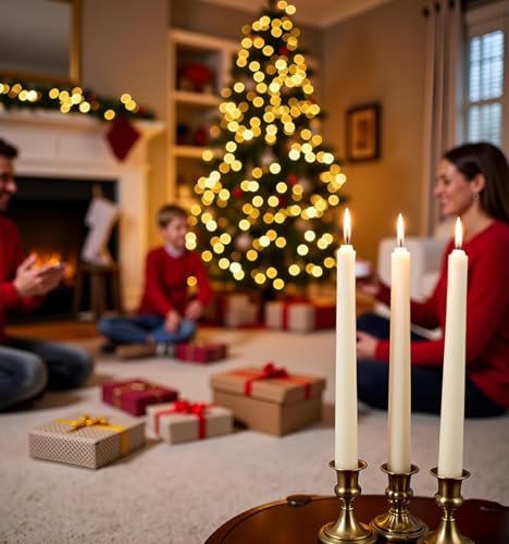 12-Pack Taper Candles (10-Inch) – Dripless & Smokeless Long Burning (8 Hours) – Unscented Hand Poured Wax Candlesticks for Weddings, Dinner Parties, & Home Decor (Ivory) - color: Ivory