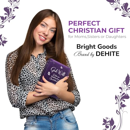 Bible Cover Case for Women - Large Purple Faux Leather Bible Carrying Case