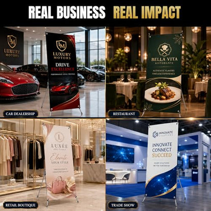 custom x stand banner 30x65" custom banners personalized Printed in USA - color: X Stand Banner