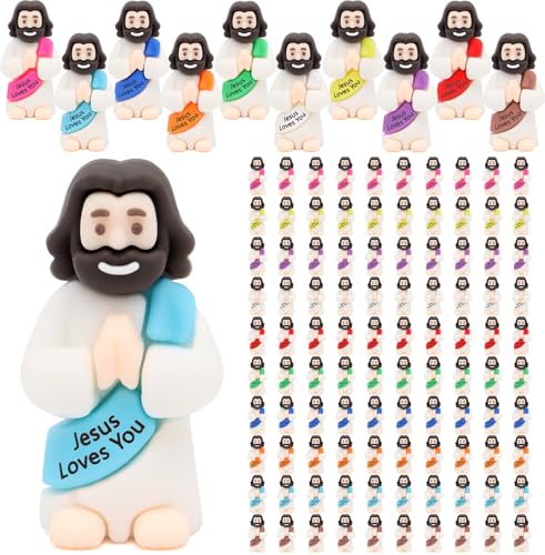 100pcs Praying Jesus Figures, Mini Jesus Figurines in Bulk for Easter Gifts - size: 100pcs Little Jesus
