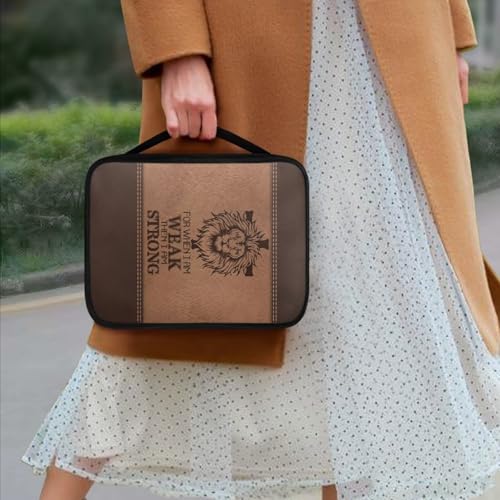 Cross with Lion Print Bible Cover for Women Men,Canvas Bible Book Carrying Cases Church Bag with Handle - color: Cross With Lion