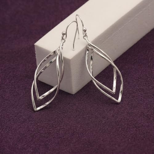 Charmsy 925 Sterling Silver Double Twisted Infinity Dangle Earrings for Women | Linear Marquise Large Loops Classic Infinity Drop Dangle Earrings - color: Classic Infinity