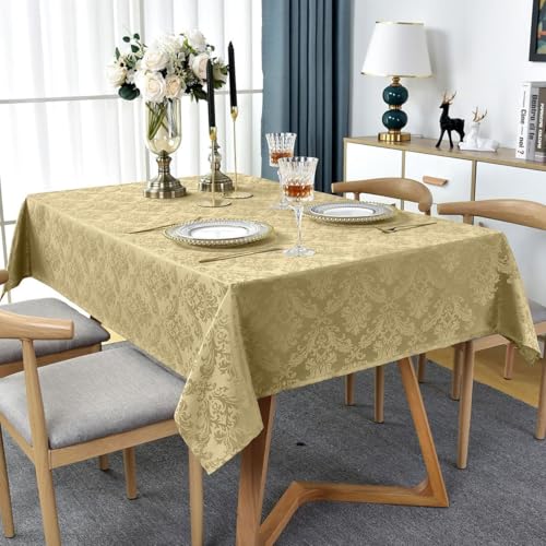 SASTYBALE Jacquard Tablecloth Square 52 x 52 Inch, Gold - color: Gold, size: 52" x 52" (Square)