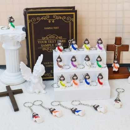 Yelakey 50/100pcs Jesus Love You Keychains Bulk Mini Jesus Figures - color: Multicolor2, size: 100 Pcs