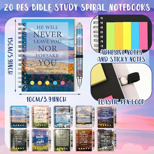 20 Set Christian Gift Prayer Journal for Woman Verse Spiral Note,Landscape - style: Landscape Bible