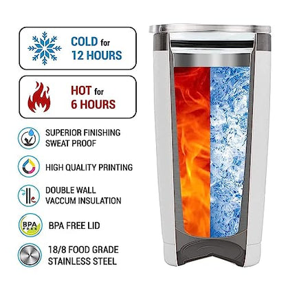 Personalized Old Hippie Tumbler Stainless Steel Travel Mug Coffee Insulated Cup With Lid Retro Style Custom Name Cute Gifts For Girl Women Men Peace Sign Colorful Print - color: Hippie