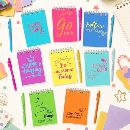 Sprial Notebooks with Pens Bulk, 48 Pack, 5.5 x 4.7 Inch, Bright - color: Bright Motivational Collection